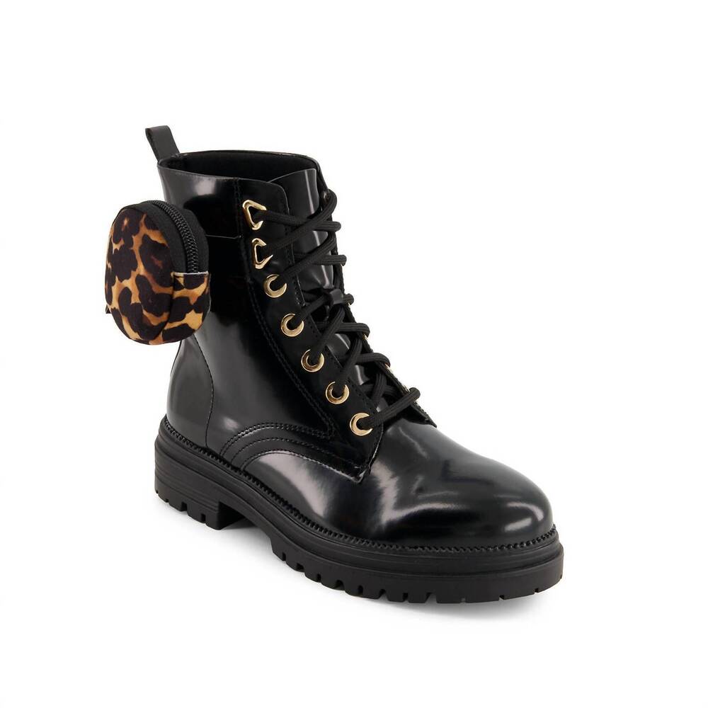 NEW ANDREA women's patent with bag boots in black